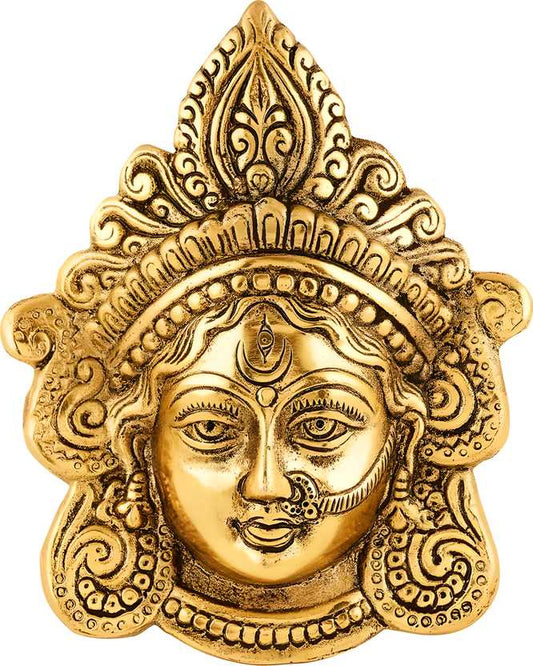 Ambika Durga Face Wall Hanging Metal Idol Showpiece – Gold Plated