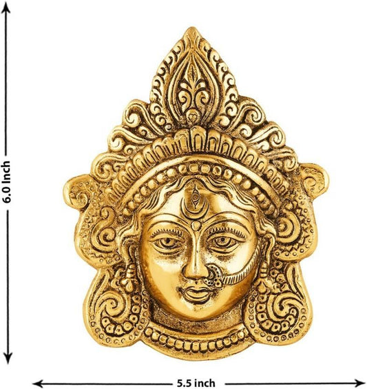 Ambika Durga Face Wall Hanging Metal Idol Showpiece – Gold Plated