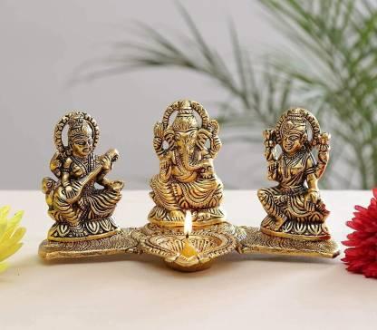 Gold-Plated Lakshmi, Ganesh & Saraswati Idol
