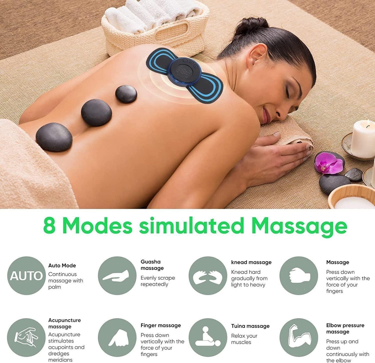 Mini Rechargeable Electric Massager with 8 Modes and 19 Strength Levels