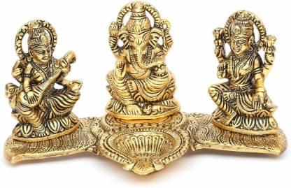 Gold-Plated Lakshmi, Ganesh & Saraswati Idol