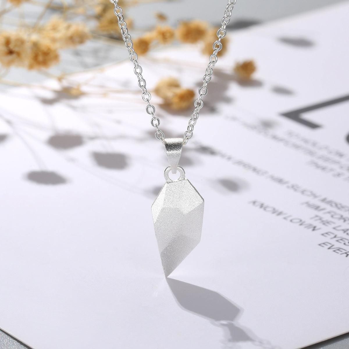 AVR Jewels Stunning 2 Pcs Black And Silver Matching Magnetic Heart Couples Pendant