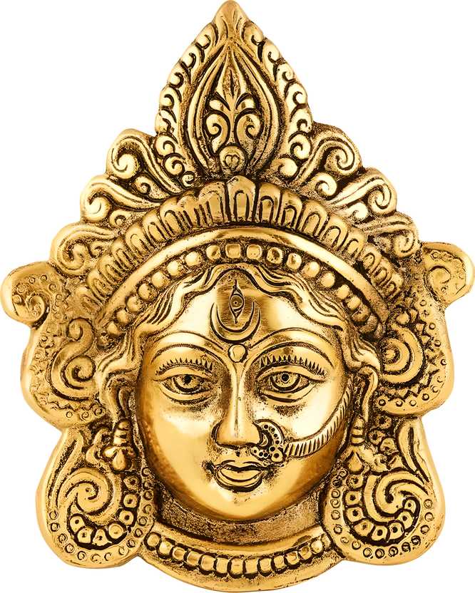 Ambika Durga Face Wall Hanging Metal Idol Showpiece – Gold Plated