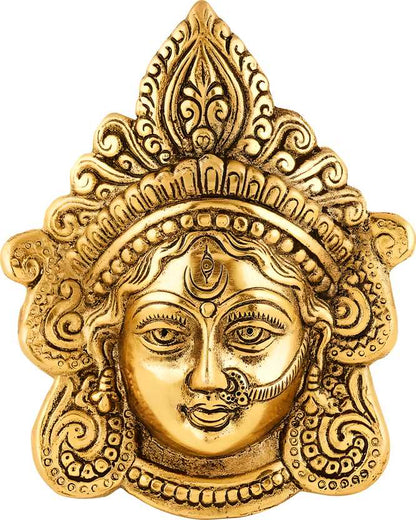 Ambika Durga Face Wall Hanging Metal Idol Showpiece – Gold Plated