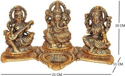 Gold-Plated Lakshmi, Ganesh &amp; Saraswati Idol