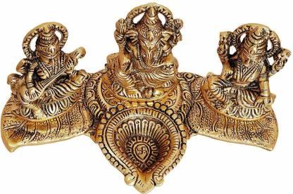 Gold-Plated Lakshmi, Ganesh &amp; Saraswati Idol