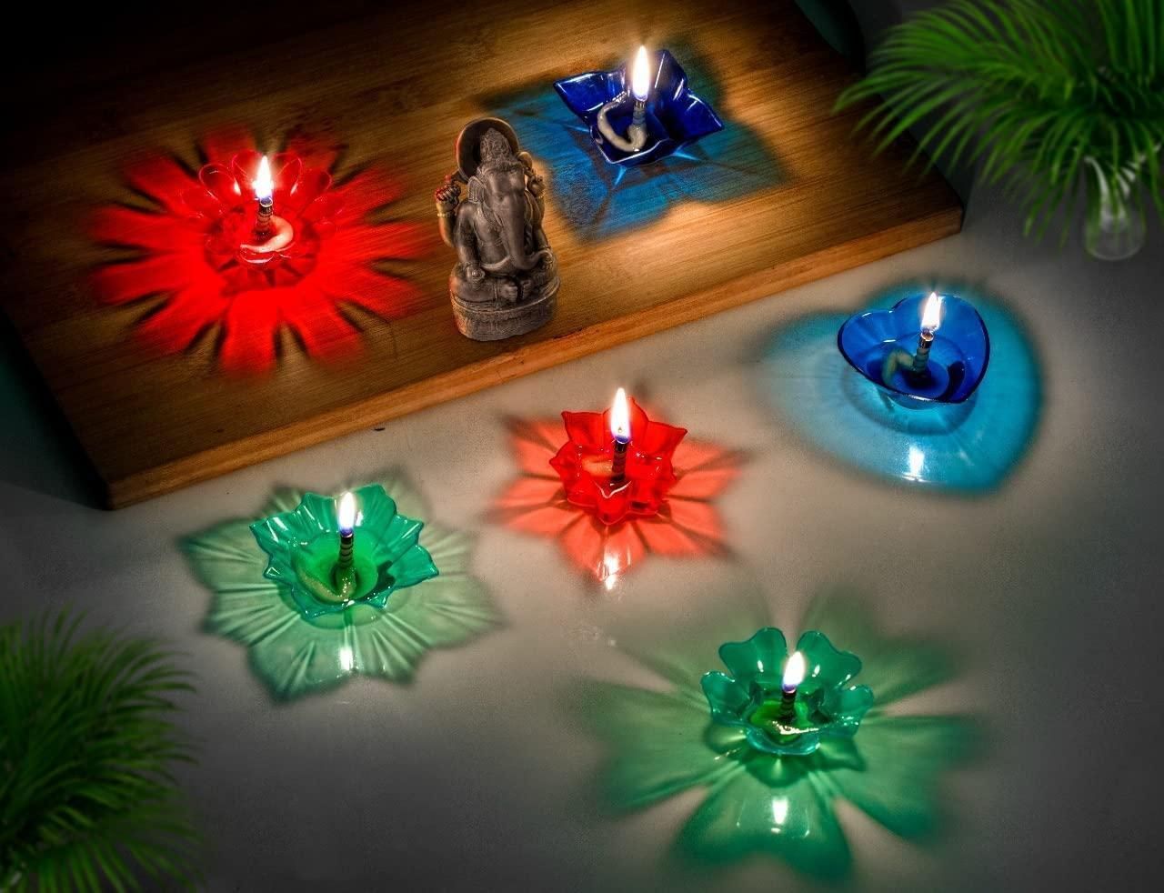 Floating Transparent Multi Shape Reflection Diya